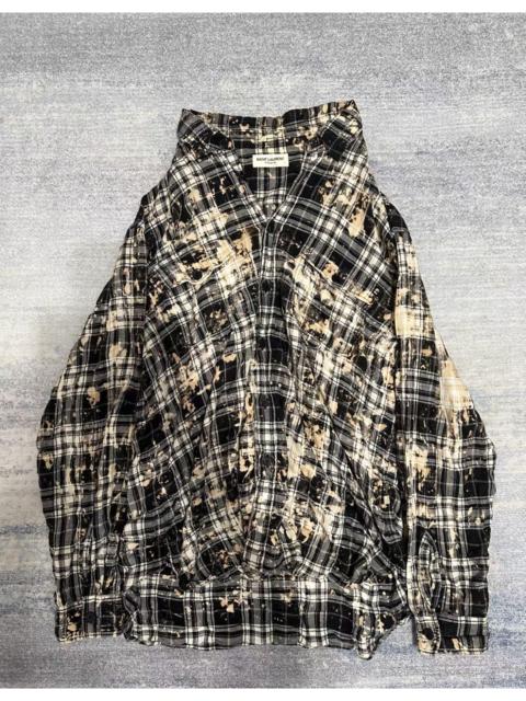 SAINT LAURENT Saint Laurent SS16 Bleached Checked Flannel Shirt By Hedi Slimane