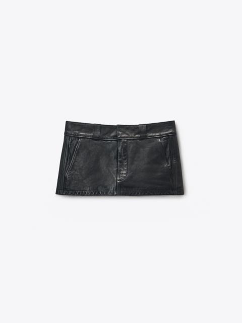 Alexander Wang Black Worn Moto Leather Mini Skort