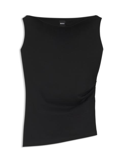BOSS COWL-NECK ASYMMETRIC TOP IN MERCERIZED COTTON