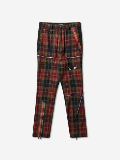 UNDERCOVER Men's Harris Tweed Wool Zip Pants Bordaux