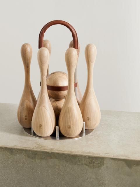 Brunello Cucinelli Leather-trimmed Wood Skittles Set