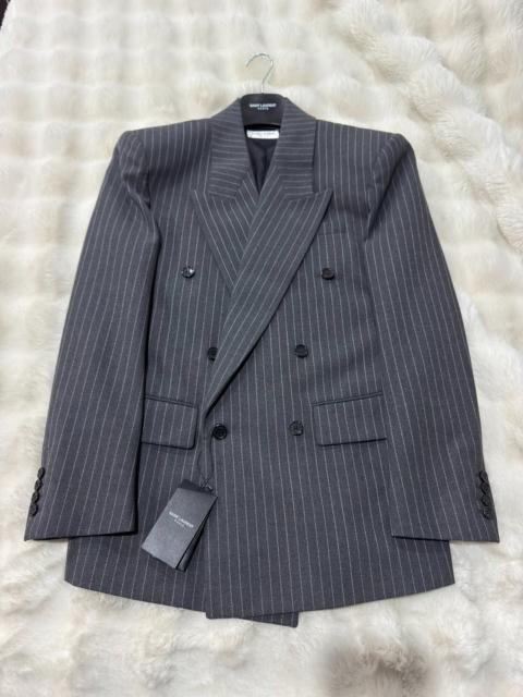SAINT LAURENT Saint Laurent (SLP) Men's Double-Breasted Flannel Suit (Runway Piece 24)