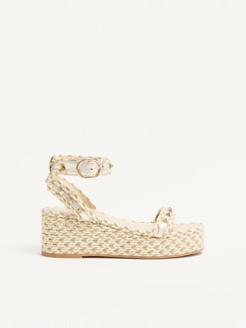 Valentino ROCKSTUD FLATFORM SANDAL IN LAMINATED NAPPA LEATHER 45MM