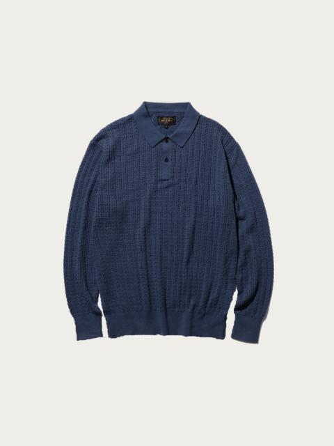 Cable Knit Polo - Blue