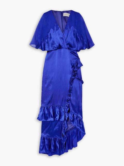 Other Designers Rose ruffled wrap-effect devoré satin and chiffon maxi dress