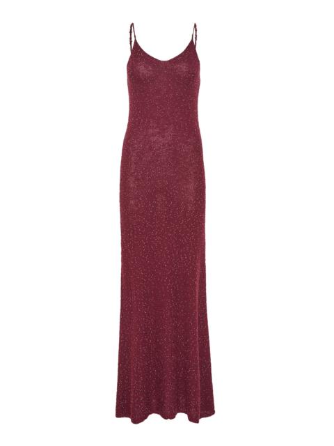 GABRIELA HEARST Florian Knit Maxi Slip Dress in Bordeaux Beaded Cashmere Silk