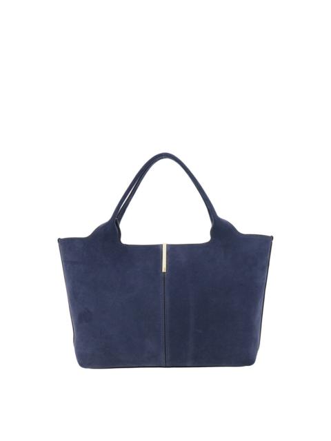 Tod's Tod'S Ebr Blue Tote Bag With Logo Plaque On The Front And Contrasting Stitching In Suede Woman