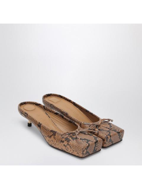 JACQUEMUS Le Ballet square mule in brown python effect