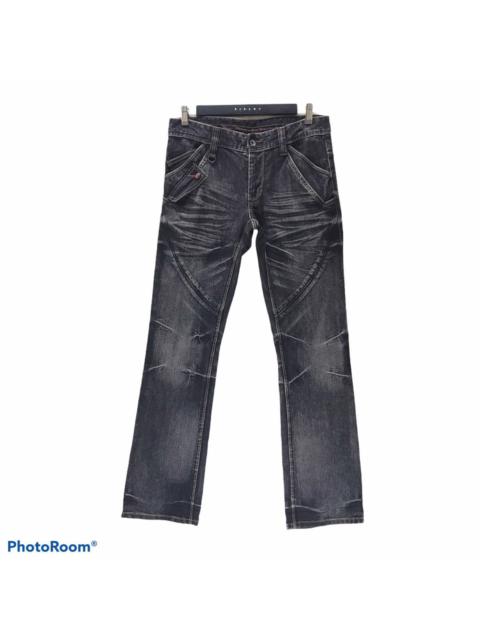 Other Designers Le Grande Bleu (L.G.B.) - Nicole Club For Men Distressed Denim Acid Wash MultiPocket