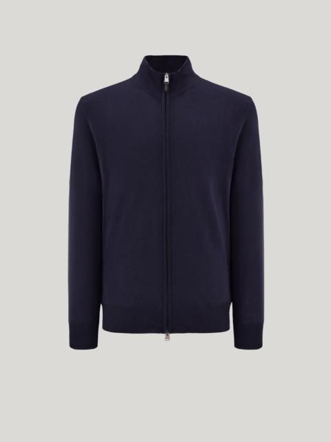 Canali DARK NAVY MERINO WOOL TRAVEL CARDIGAN WITH ZIPPER