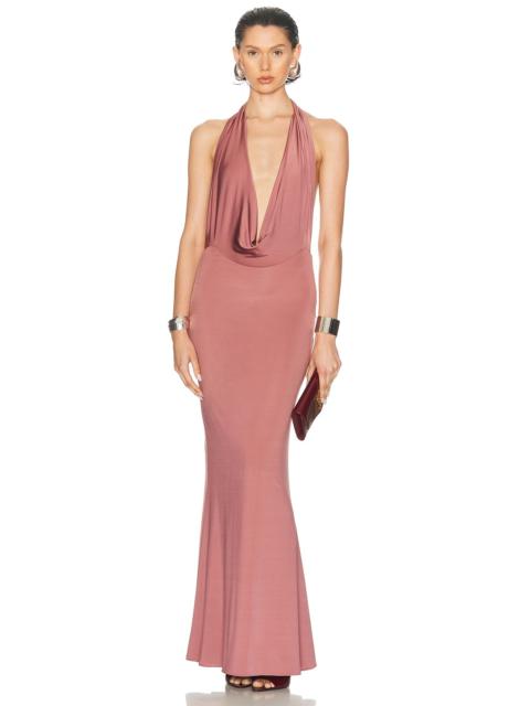 LAPOINTE Lightweight Jersey Deep Cowl Neck Gown