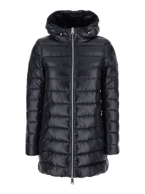 Herno Women Black Down Jacket With Fixed Hood And Two Front Welt Pockets With Zip In Tech Fabric Wom