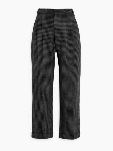 Nanushka Pleated houndstooth wool-blend straight-leg pants