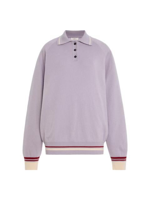 AMIYA Yale Relaxed Wool Polo Top purple