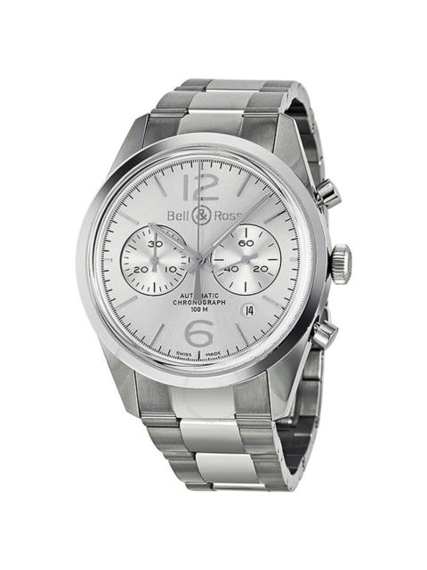 Other Designers Bell and Ross Officer Automatic Chronograph Silver Dial Men's Watch BR126-WH-ST-SS