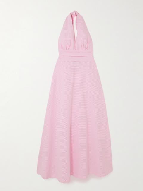 BERNADETTE Marilyn Striped Cotton Halterneck Maxi Dress