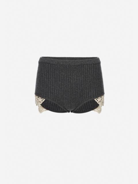MAGDA BUTRYM Cashmere crochet-trim shorts in grey