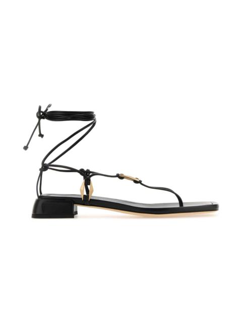 Black Nappa Leather Onyxia Thong Sandals