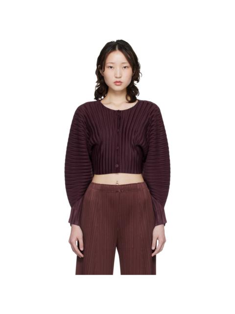 Pleats Please Issey Miyake Burgundy Rib Pleats January Cardigan