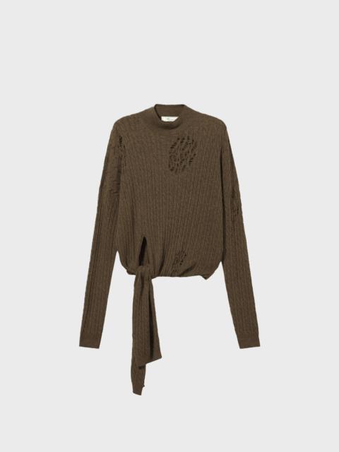 Blumarine TWISTED KNIT SWEATER WITH FRONT KNOT