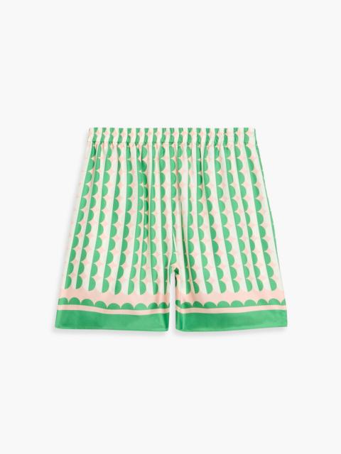 Oscar de la Renta Printed silk-twill shorts