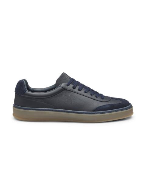 BOSS BECKHAM X BOSS GRAINED-LEATHER TRAINERS WITH SUEDE TRIMS