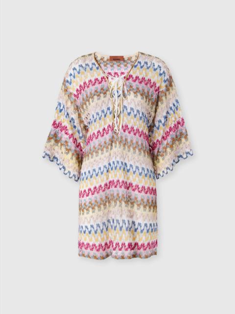 Missoni Short cover-up caftan in lamé viscose lace