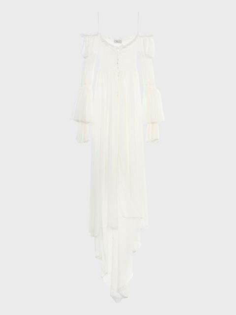 Blumarine LONG SILK CHIFFON DRESS WITH BUTTONS