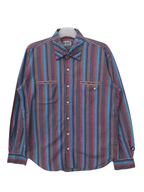 Other Designers Japanese Brand - CASTLE BAJAC STRIPED EMBROIDERED BUTTON FRONT SHIRT