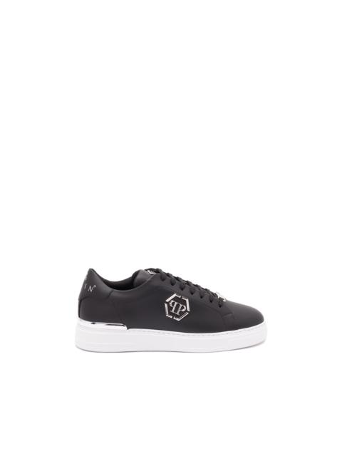 PHILIPP PLEIN Leather Low-Top Sneaker `Hexagon`