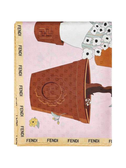 FENDI Fendi Gardening-print Silk Scarf
