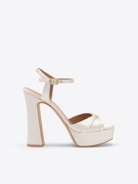 MALONE SOULIERS Keaton 125 White Satin Platform Sandals