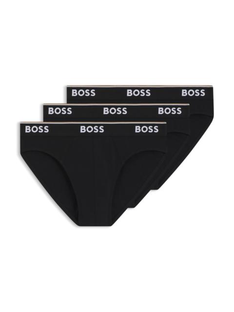 BOSS THREE-PACK OF STRETCH-COTTON BRIEFS WITH LOGO WAISTBANDS