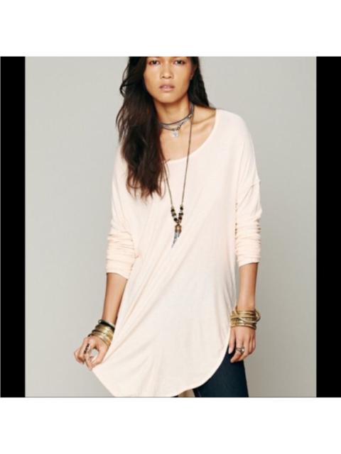 Other Designers Free People We the Free Rain Drop Hi-Lo Tee in Peaches & Cream