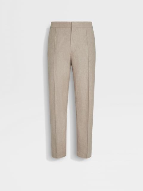 ZEGNA LIGHT TAUPE 15MILMIL15 WOOL SILK AND CASHMERE PANTS