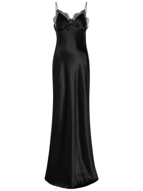 NILI LOTAN Nili Lotan Sylas Lace-trim Silk Maxi Slip Dress