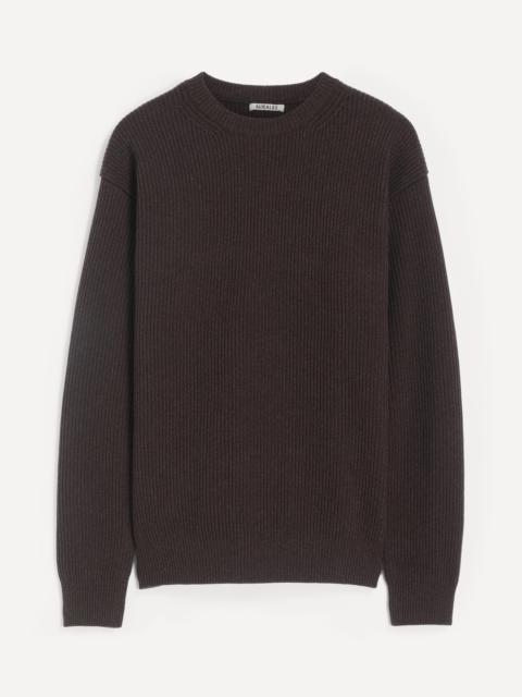 AURALEE Super-Fine Wool Rib-Knit Polo