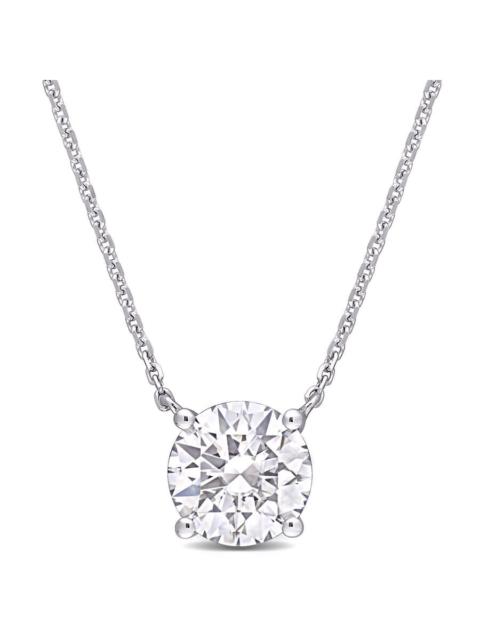Other Designers Amour - AMOUR 1 4/5 CT TGW Created Moissanite Solitaire Pendant with Chain In 14K White Gold