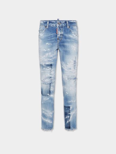 DSQUARED2 LIGHT SUPER RIPPED WASH COOL GIRL JEANS