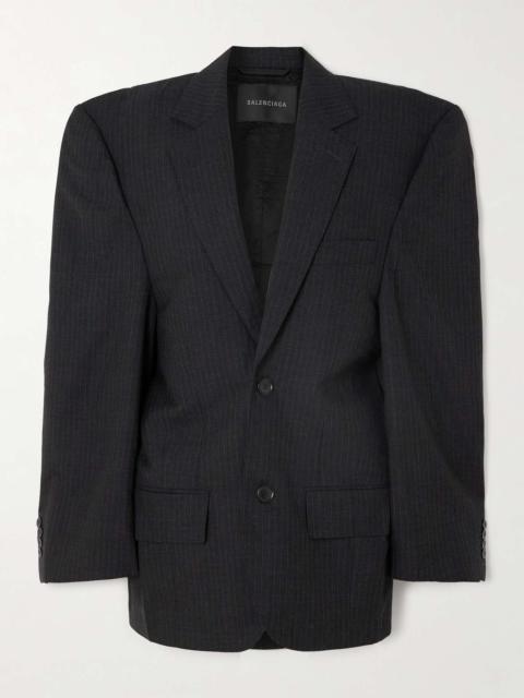 Oversized pinstriped wool blazer