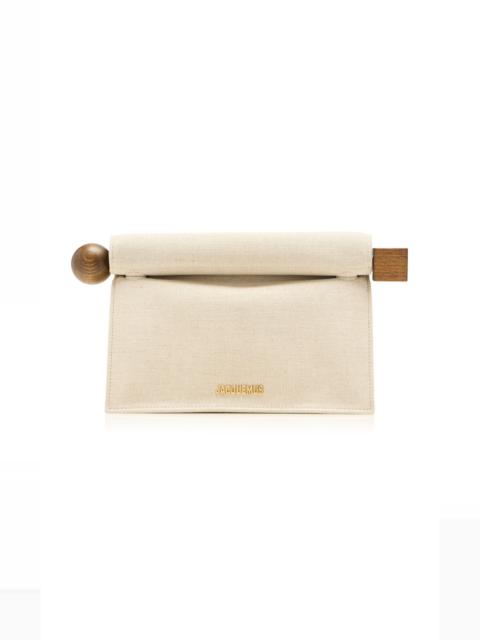 JACQUEMUS Rond Carre Cotton Clutch white