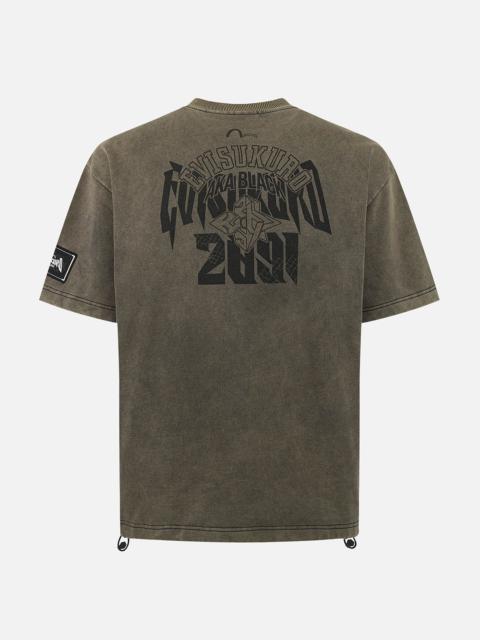 EVISU Heavy Washed Loose Fit Short-Sleeve Sweatshirt