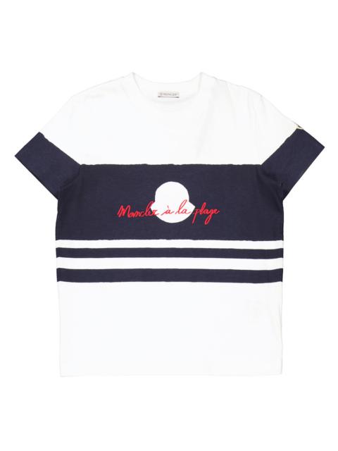 Moncler Moncler Logo-Print Striped Cotton T-Shirt, Size X-Small