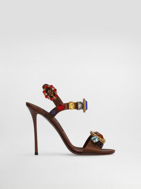 Dolce & Gabbana Satin and patent leather keira 2.0 sandals with embellishments