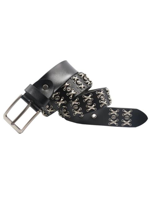 X Rivet Split Leather Belt