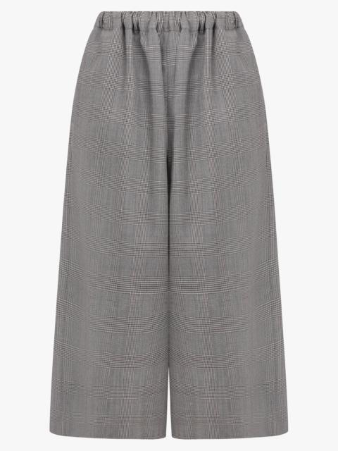 Comme Des Garçons ELASTIC WAIST GLEN CHECK WIDE LEG PANT | ECRU/ BLACK