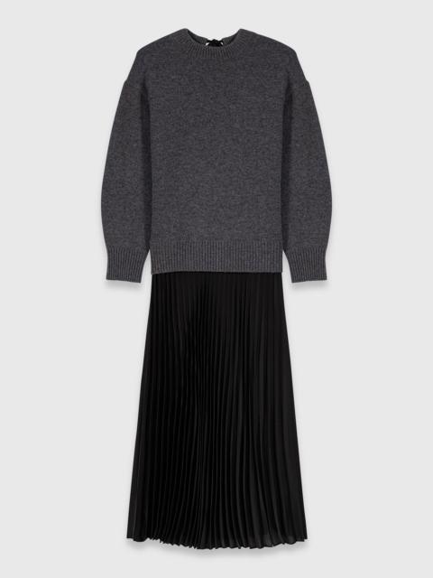 maje Dual-material maxi dress