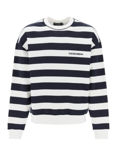 Dolce & Gabbana Striped Sweatshirt With Embroidered Logo