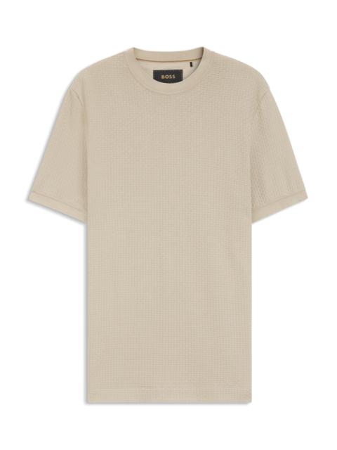 BOSS BASKET-WEAVE T-SHIRT IN MERCERISED COTTON