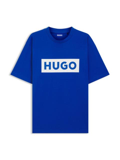 HUGO COTTON-JERSEY T-SHIRT WITH BLUE LOGO